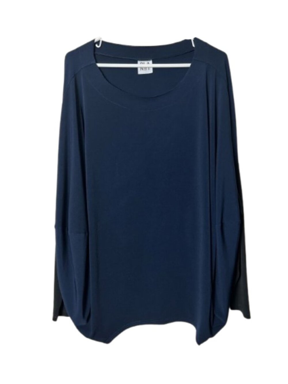 Planet by lauren G navy blue boxy long sleeve top womens OS art to wear